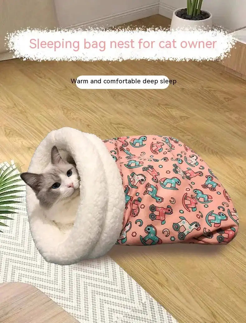 Tunnel Cat Nest Dog Nest Four Seasons Universal Warm Closed Cat Bed Pet Supplies Cartoon Cat Nest Mat Pet Mat Pet Sleeping Bag - Lootquake