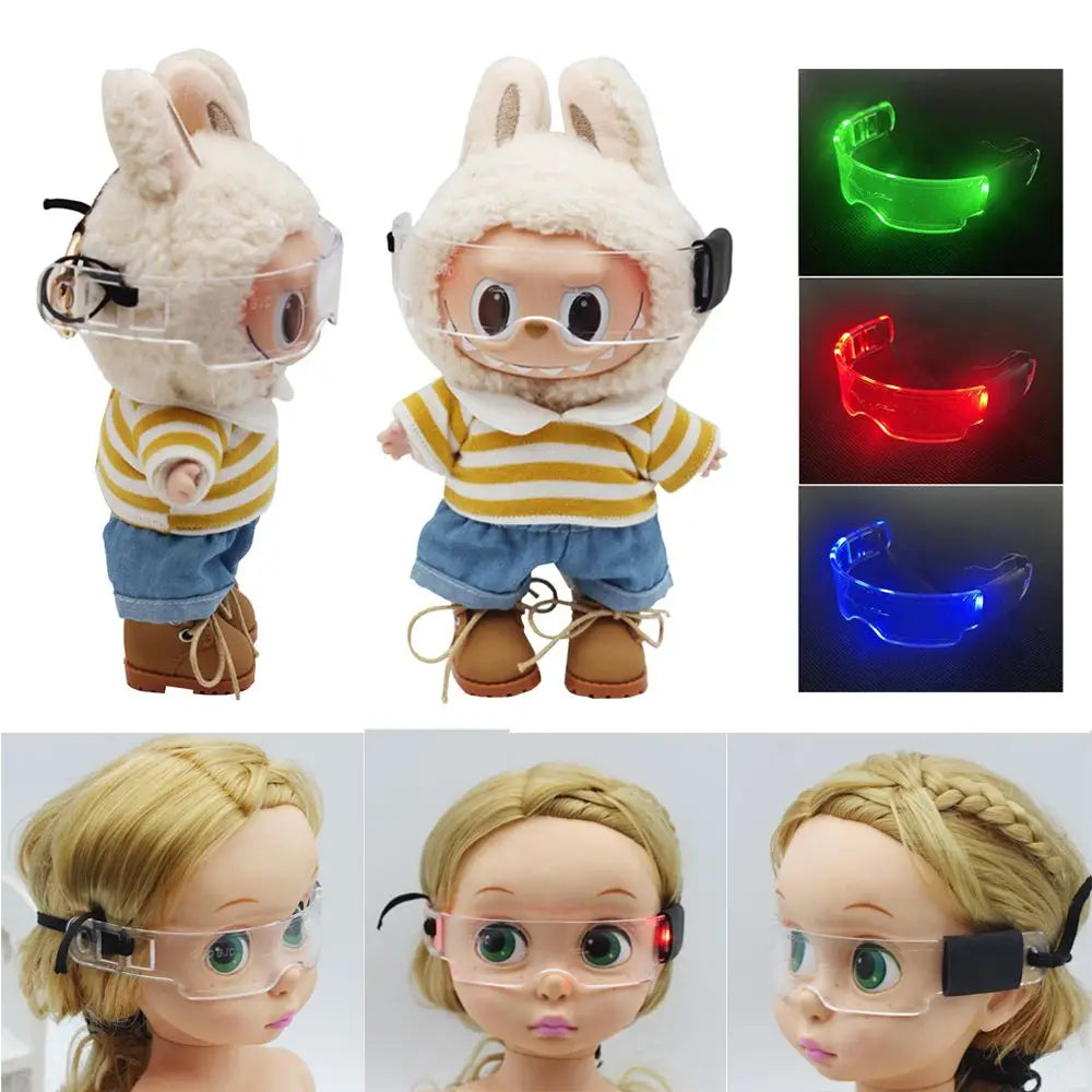 Lunettes LED Punk Labubu Poupée Labubu Lunettes Lumineuses 3 Couleurs Veilleuse Cool Lunettes Technologie Future Mini Édition