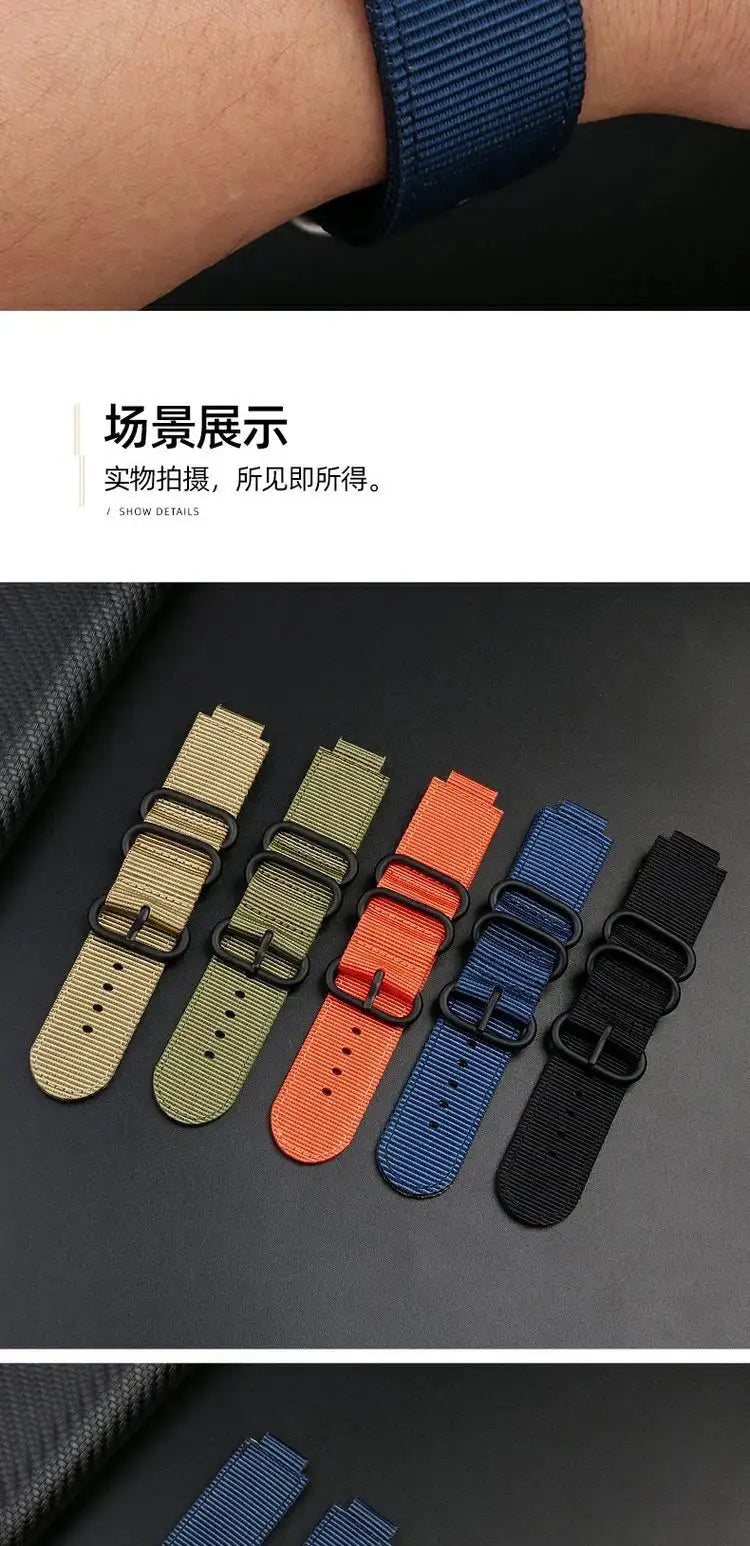 For TIMEX Tide Canvas Convex Strap Male Compass Bracelet T2N721 T2N720 TW2T76500 TW2T76300 Nylon Watchband 24*16MM Wristband - Lootquake
