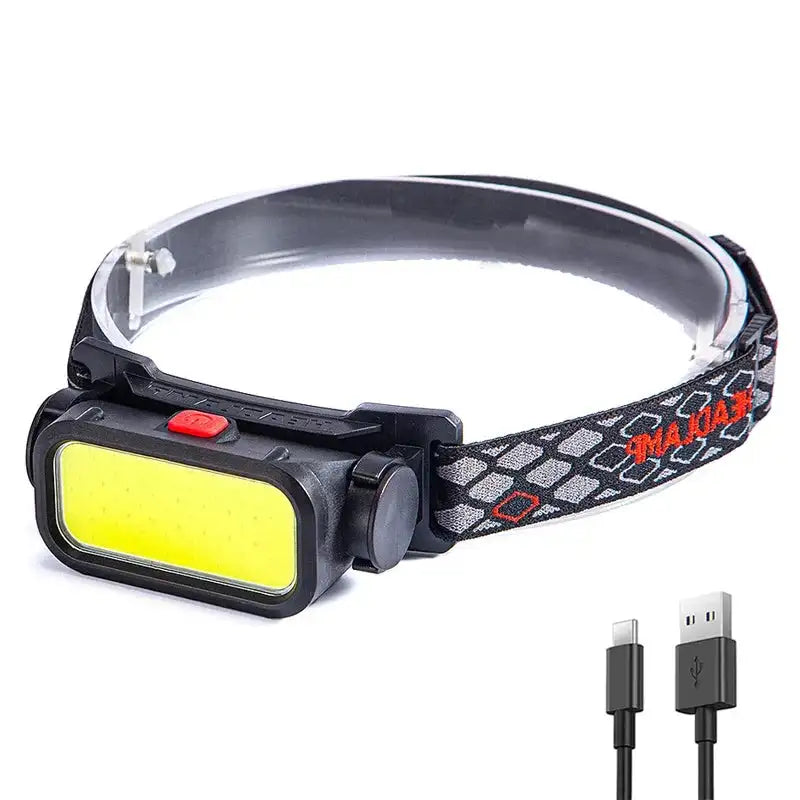 COB Headlight Portable Headlamp With Built-in 18650 Battery Flashlight USB Rechargeable Outdoor Camping Fishing Climbing Lantern - Lootquake