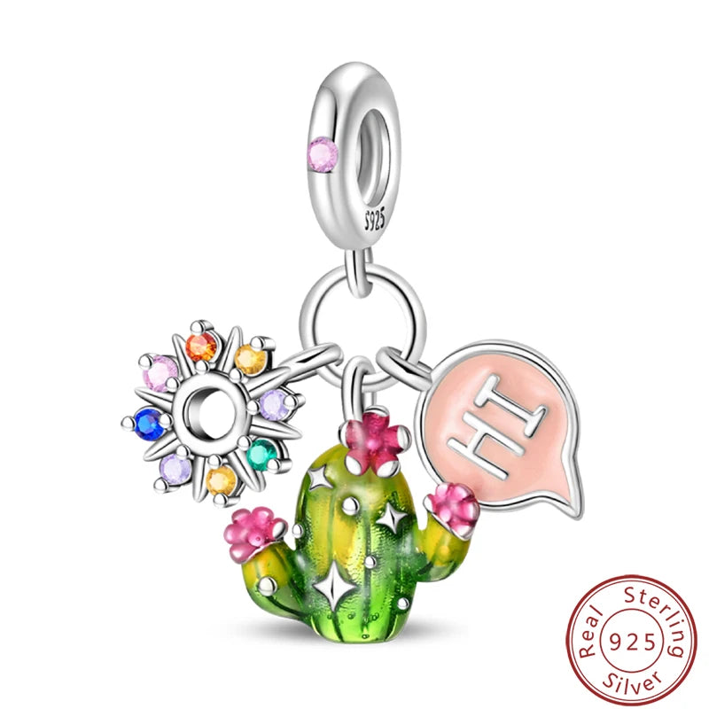 S925 Sterling Silver Princess Golf Hamster Camera Travel Three Piece Set Charms Beads 3mm DIY Fine Jewelry Making - Lootquake