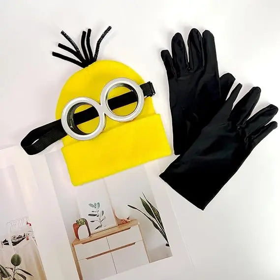 Halloween Party Minion Costumes Little Yellow Man Cosplay Movie Cartoon Funny Dress Up Magical Thief Dad Gray Striped Scarf