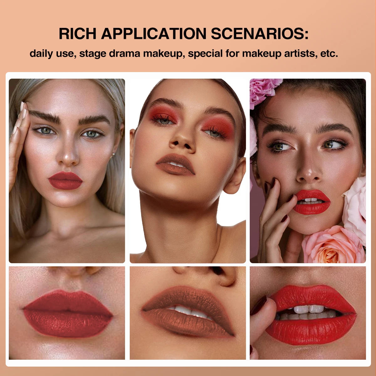 Palette de rouges à lèvres IMAGIC 8 couleurs, hydratant, mat, velours, longue tenue, waterproof, pigments, maquillage des lèvres
