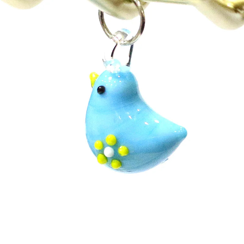 2pcs Cute Tiny Bird Charm Glass Pendant Kawaii Style Bird Mini Figurine Easter Ornament for Diy Women Jewelry Making Accessories - Lootquake