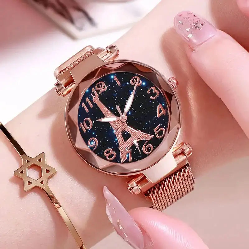 Luxury Mesh Steel Belt Quartz Wristwatches Eiffel Tower Watch for Women Simple Ladies Dress Party Watch Relógio Feminino Gifts - Lootquake