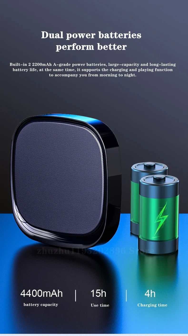 Enceinte Bluetooth sans fil murale, son surround 3D, radio FM multifonctionnelle, caisson de basses portable d'extérieur, longue durée de vie de la batterie
