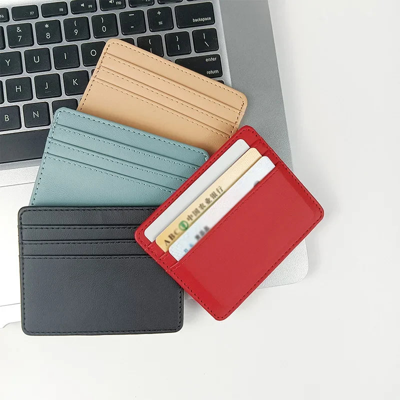 1PCS Man Purses Ultra Thin Mini Business Bank Credit Card Holder Wallet Simple Black Women Small Coin Cards Cover Pouch Case Bag - Lootquake
