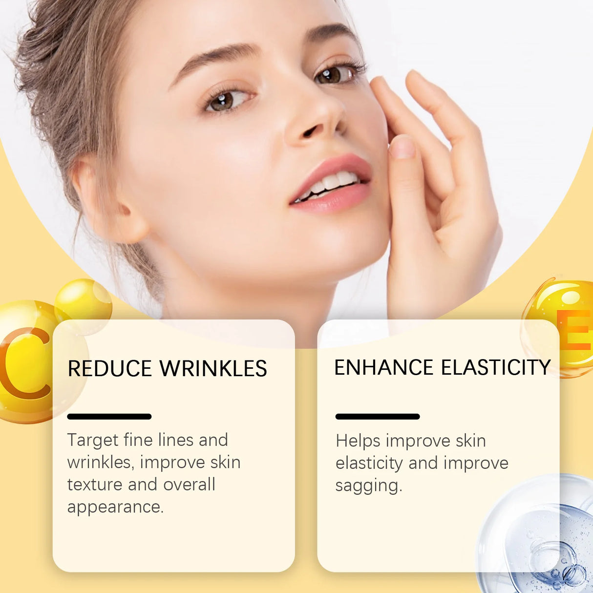 Suero facial hidratante con vitamina C: nutritivo, mejora la elasticidad de la piel y reduce las líneas de expresión. Esencia diaria para el cuidado de la piel.