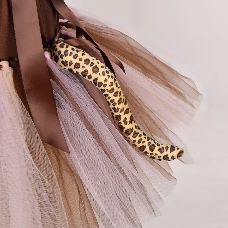 Halloween Animal Cosplay Costume for Children Forest Theme Cows Tiger Giraffe Leopard Zebra Tutu Dresses Performance Dance Sets