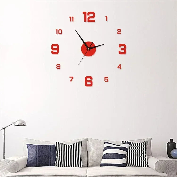 New 3D Acrylic Mirror Wall Clock Sticker for 40CM Fashion DIY Quartz Clocks Watch Home Decoration Living Room Stickers - Lootquake