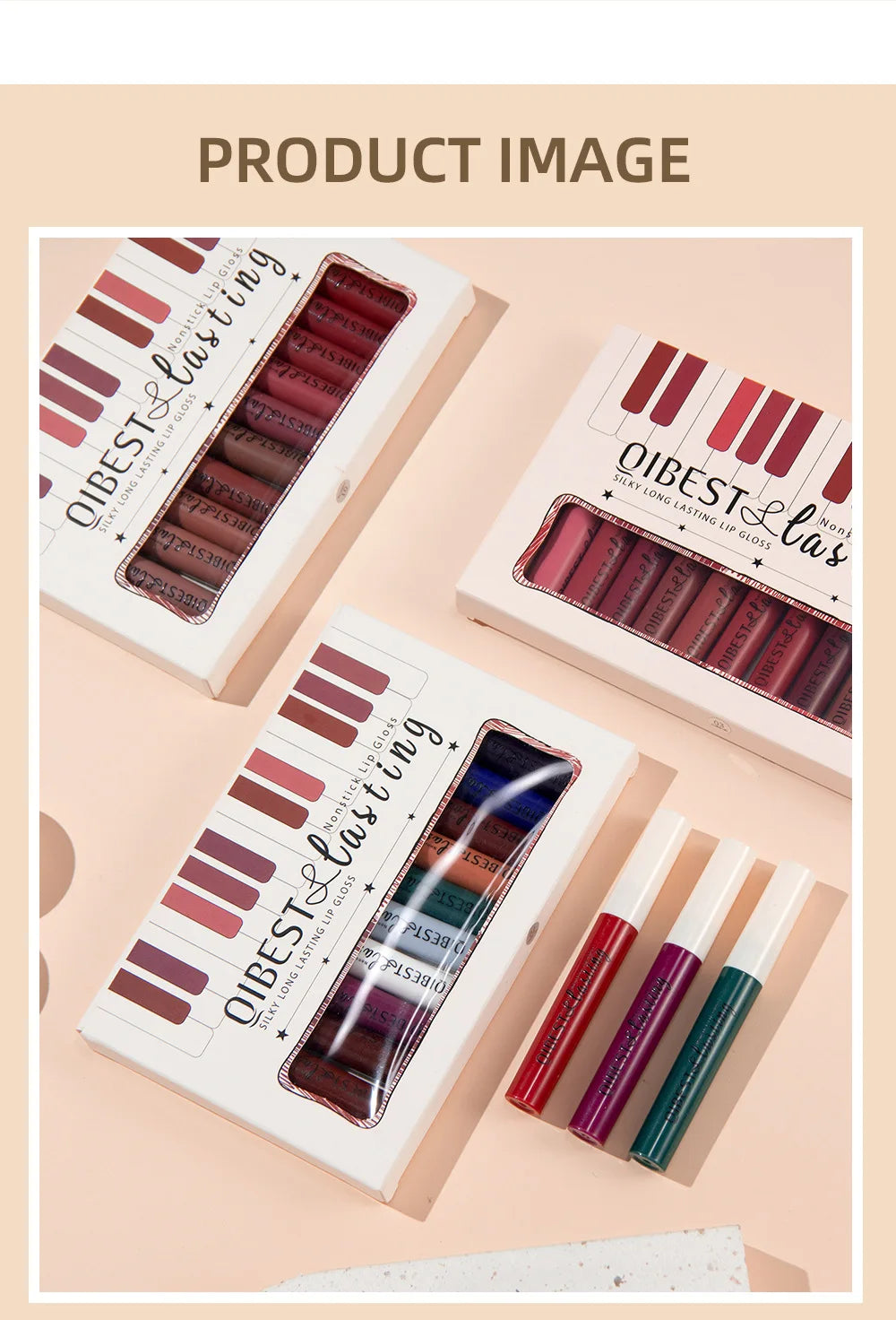 Coffret de gloss mat de luxe, 12 teintes waterproof, non collant, longue tenue, pour un maquillage de fête quotidien