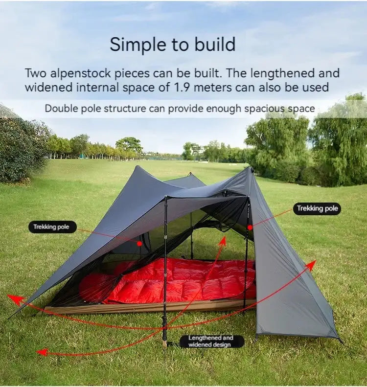 ASTA GEAR Yun Chuan double-sided silicon-coated double A pyramid 15D nylon rodless camping hiking outdoor tent - Lootquake