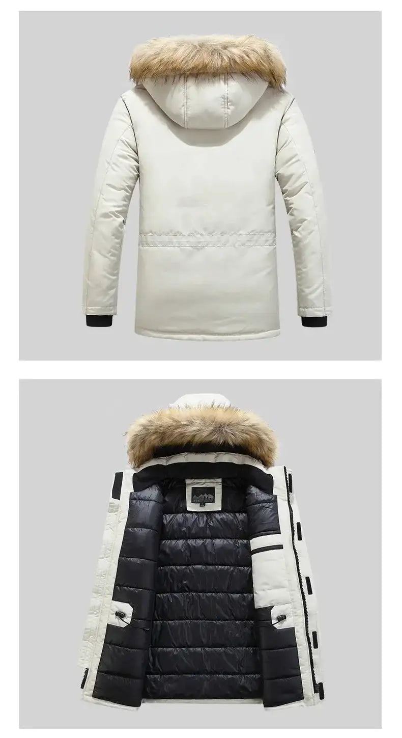 New Men Parkas Coat Windbreaker Big Pockets Wholesale Winter Parkas Men Thicken Coat Fur Hooded Jacket Overcoat Keep Warm Male - Lootquake