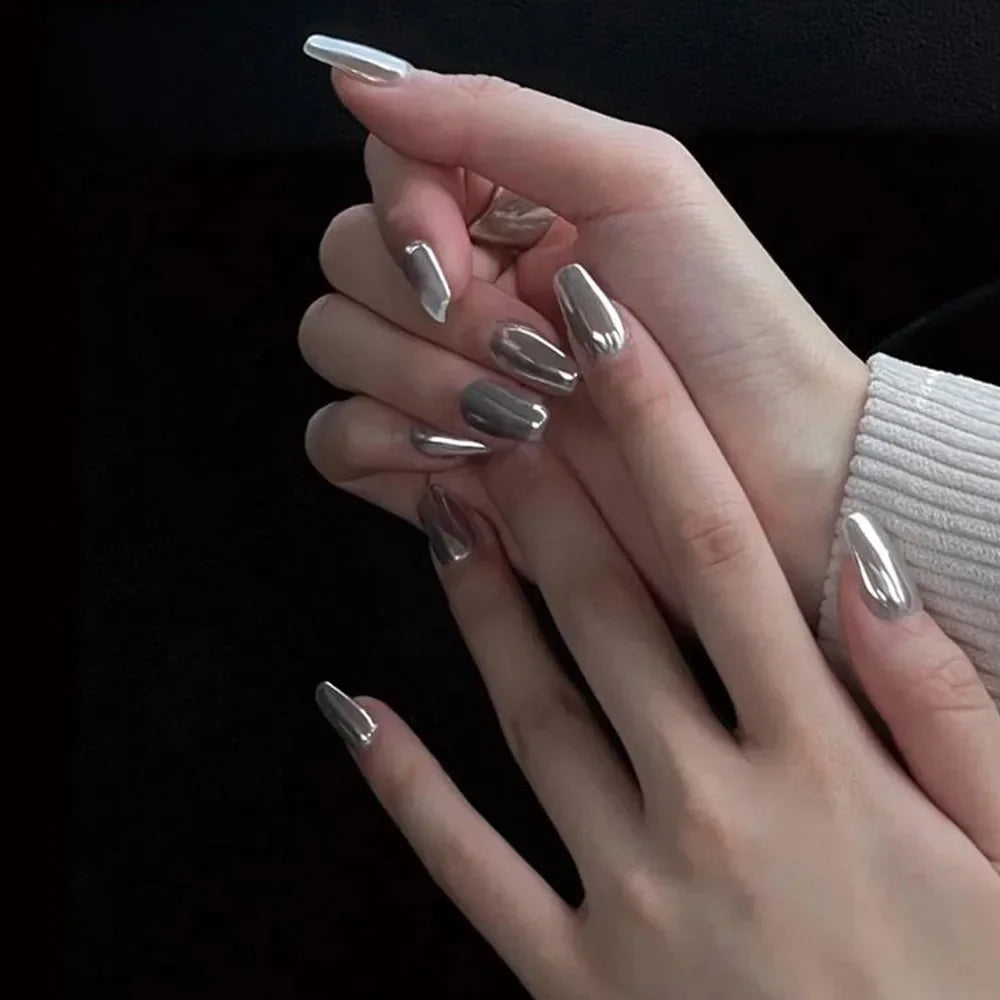 1Pc Moonlight Mirror Nail Powder Silver Fine Glitter Metallic Effect Pigment Gel Polish Chrome Holographic Nail Powder Art Salon