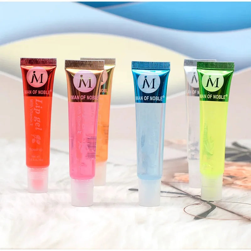 Lot de 6 rouges à lèvres hydratants aux fruits, transparents, à l'huile de rose musquée, à l'argan, à la menthe poivrée et à l'aloe vera, à la noix de coco, longue tenue