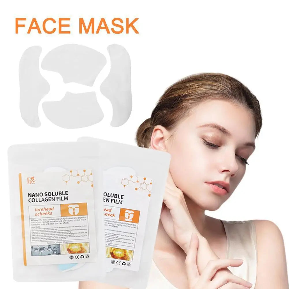 Mascarilla facial soluble de papel con película de colágeno, antiedad, agua soluble, relleno facial, colágeno completo, lifting, cuidado de la piel facial.