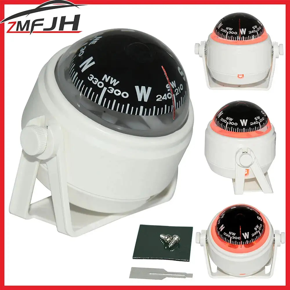 Navigation Car Compass For Marine Car Boat Pivoting Electronic LED Light Guide Ball Vehicle Navigation Tool Compass Accessories - Lootquake
