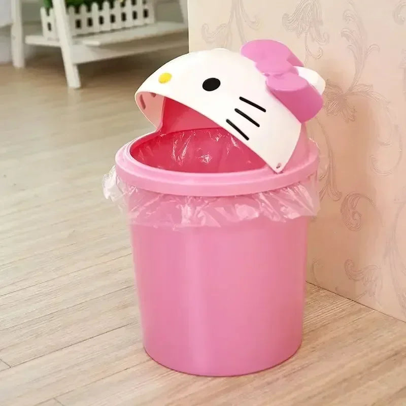 New Sanrio Hello Kitty Dustbin Trash Can Rubbish Bin Garbage Binsanrio Kawaii Trash Can Living Room Bedroom Toilet Paper Basket