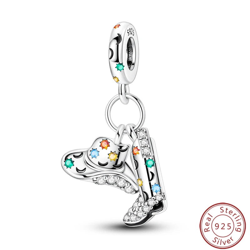 S925 Sterling Silver Princess Golf Hamster Camera Travel Three Piece Set Charms Beads 3mm DIY Fine Jewelry Making - Lootquake