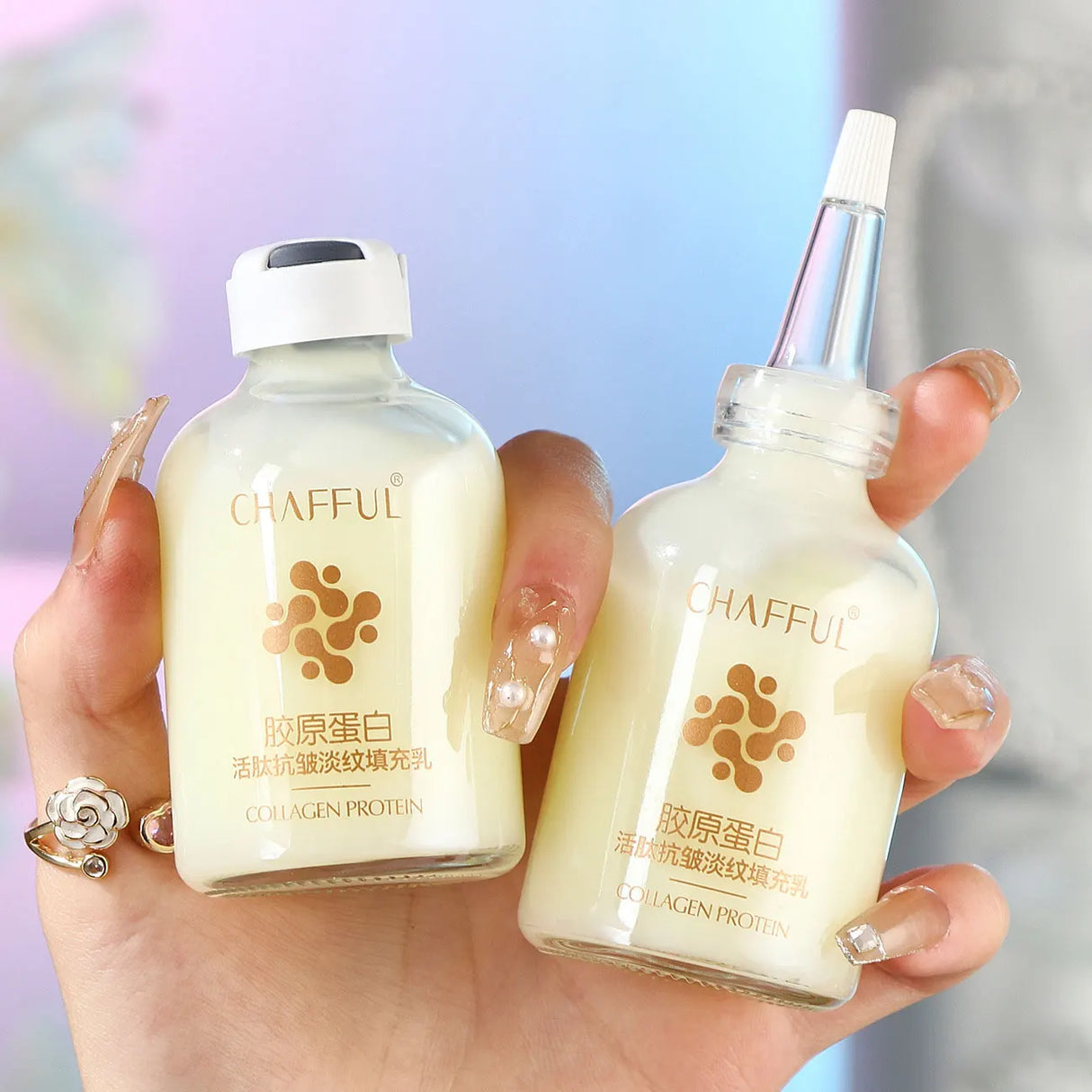 2 sueros faciales de colágeno, esencia líquida reafirmante, hidratante y nutritiva para el cuidado de la piel.