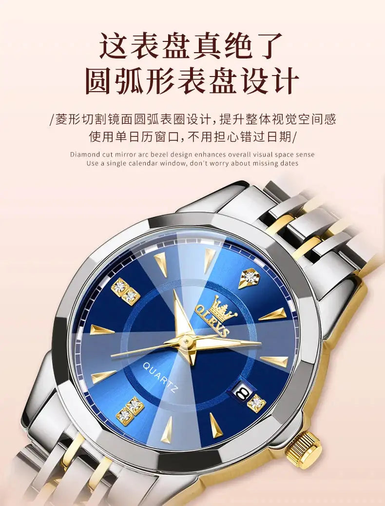 OLEVS Original Brand Elegant Women's Watches Waterproof Luminous Quartz Watch for Lady Necklace Bracelet Gift Box Set Calendar - Lootquake