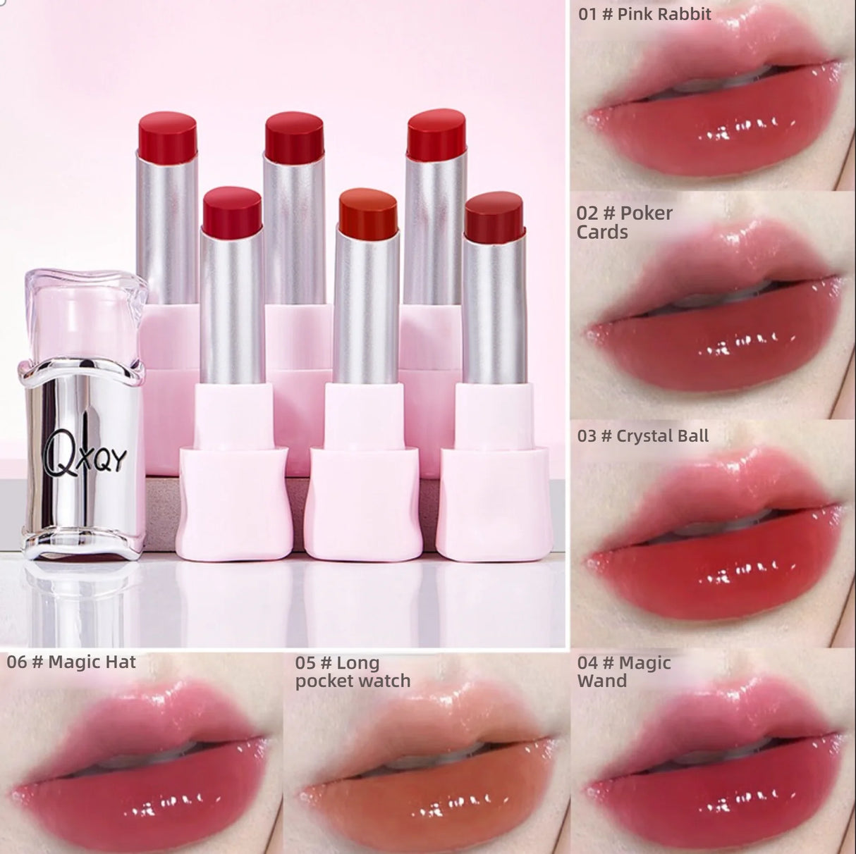 QXQY GLOSSY JELLY LIPSTICK - Brillant à lèvres effet miroir, hydratant et longue tenue, brillant à lèvres nude pour des lèvres pulpeuses et éclatantes (sans maquillage)