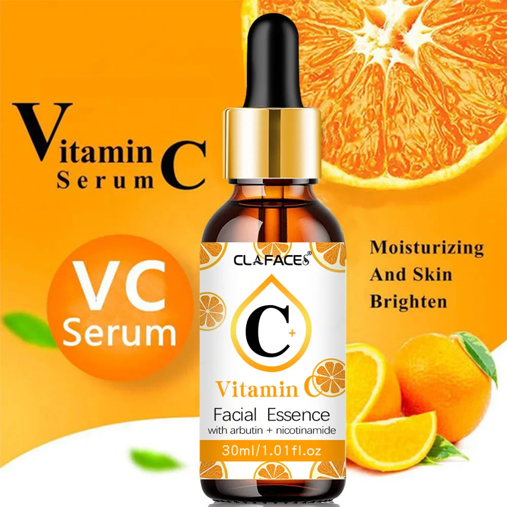 La esencia de vitamina C elimina manchas oscuras, blanquea, hidrata, resiste el envejecimiento, las arrugas y reafirma los cosméticos para el cuidado de la piel 30 ml