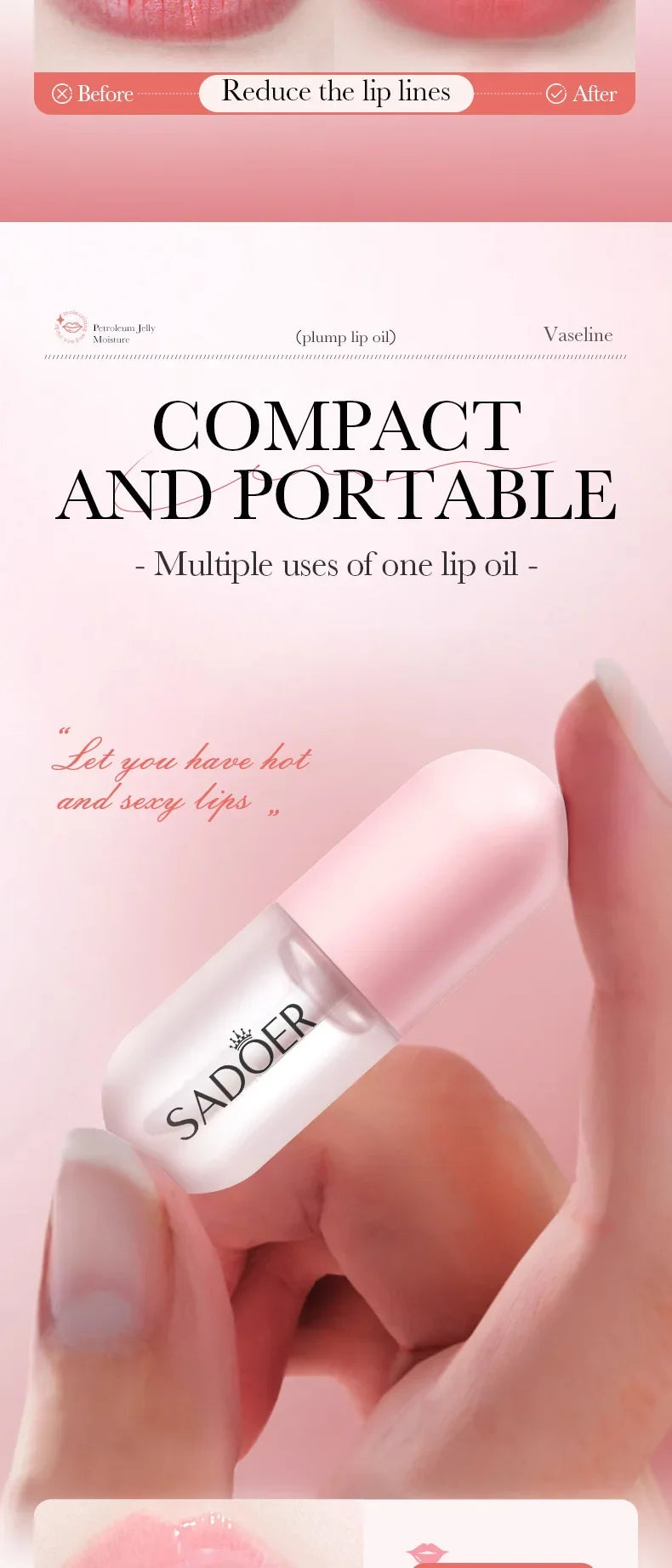 Huile essentielle repulpante pour les lèvres Soin des lèvres instantané et sexy Nourrissant Antirides Hydratant Brillant à lèvres repulpant ultime Sérum Cosmétiques