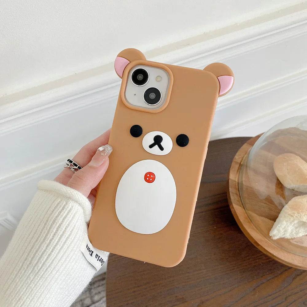 Funda de silicona suave para teléfono con diseño de oso Rilakkuma de dibujos animados
