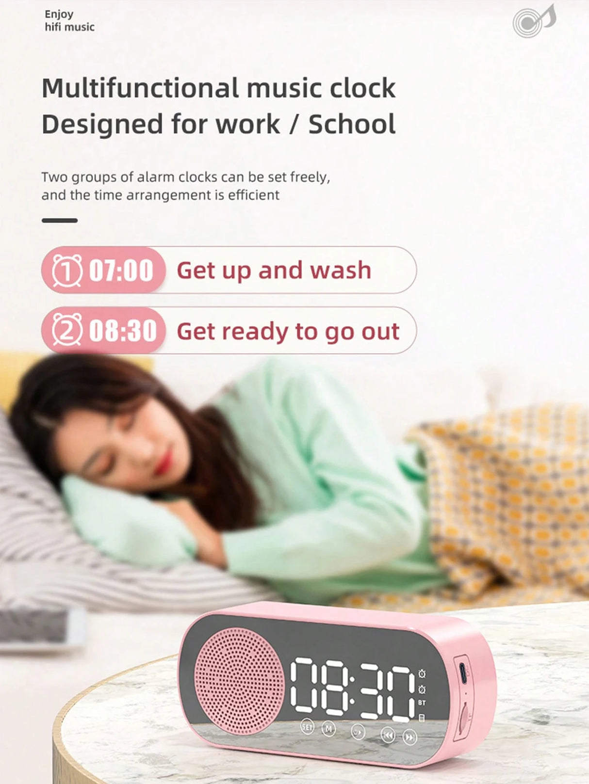 Enceinte Bluetooth sans fil, caisson de basses multifonction, mini réveil intelligent avec IA