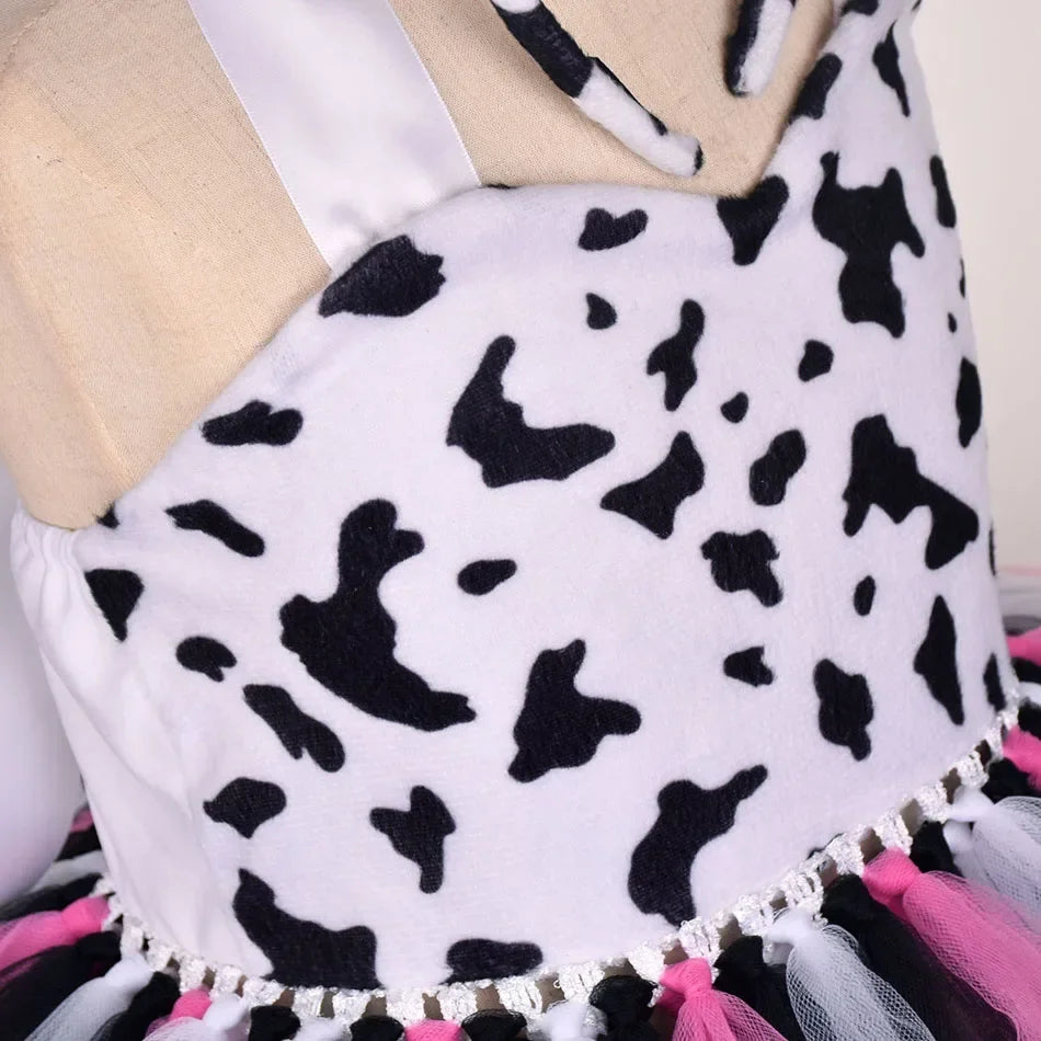 Halloween Animal Cosplay Costume for Children Forest Theme Cows Tiger Giraffe Leopard Zebra Tutu Dresses Performance Dance Sets