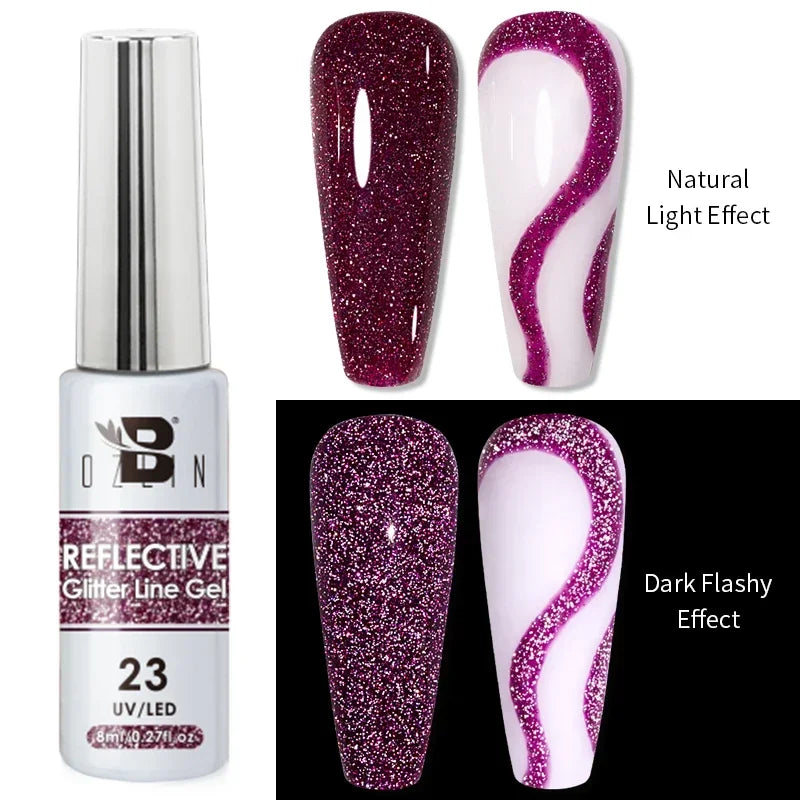 Esmalte de uñas en gel semipermanente, efecto espejo metálico, cromado, superbrillante, francés, UV LED, 5 ml, dorado y plateado.