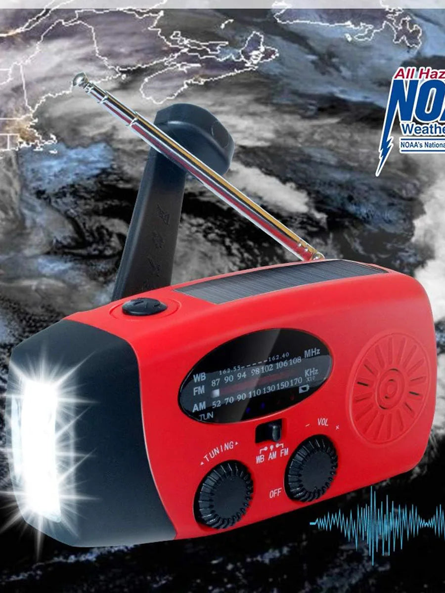 2000mAh Emergency Crank Weather Radio with LED Flashlight, Alertsync Portable AM/FM/NOAA Solar Radio with Phone Charger, SOS Ala