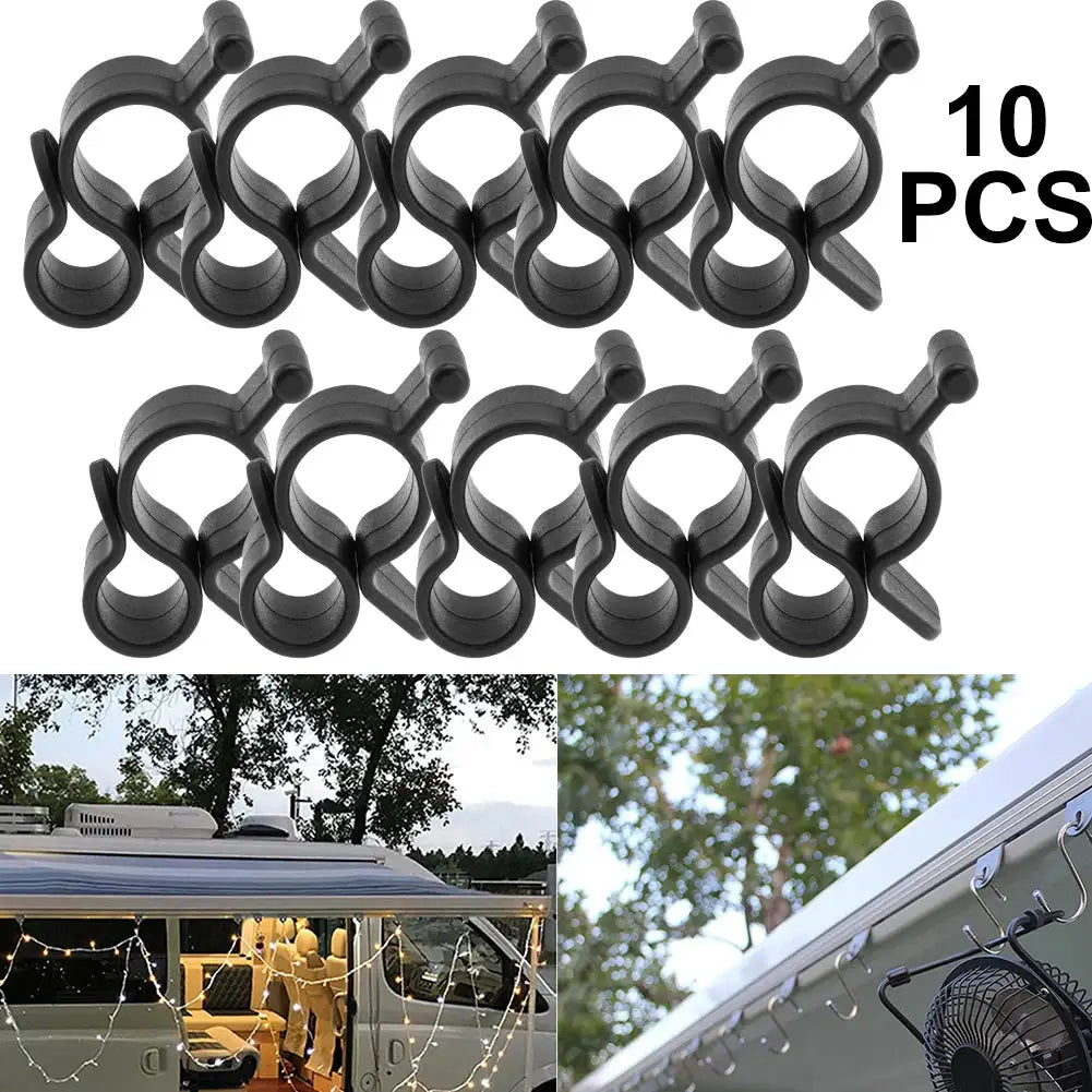 10 Pcs Camping Awning Hooks Clips RV Tent Hangers Light Hanger For Caravan Camper Multi Use RV Traveling Tent Clip Light Hanger - Lootquake