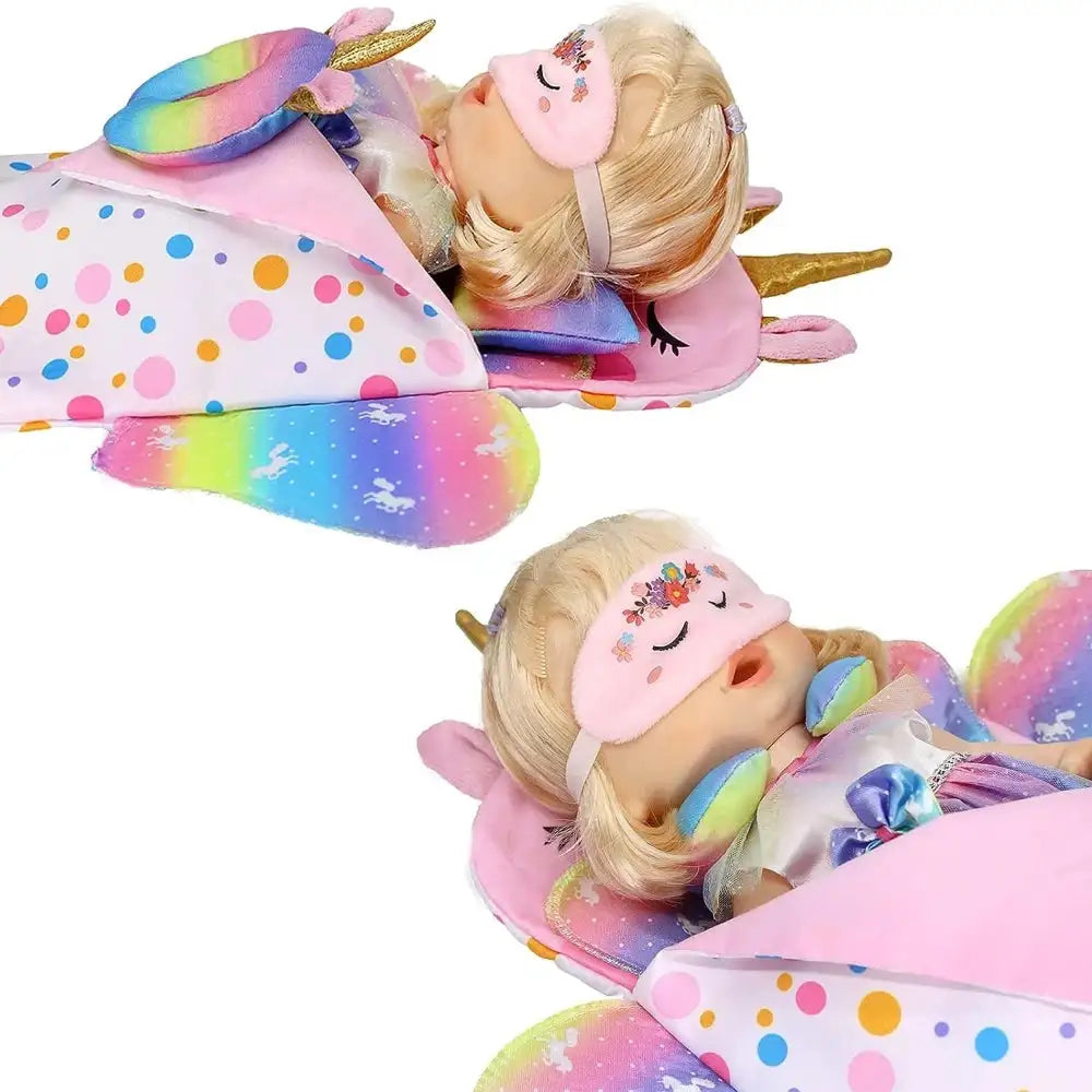 Rainbow Wing Doll Sleeping Bag With Eye Mask Set Suitable For Dolls Of Different Sizes, 10-18 Inch Doll Accessories, 43cm Newbor - Lootquake