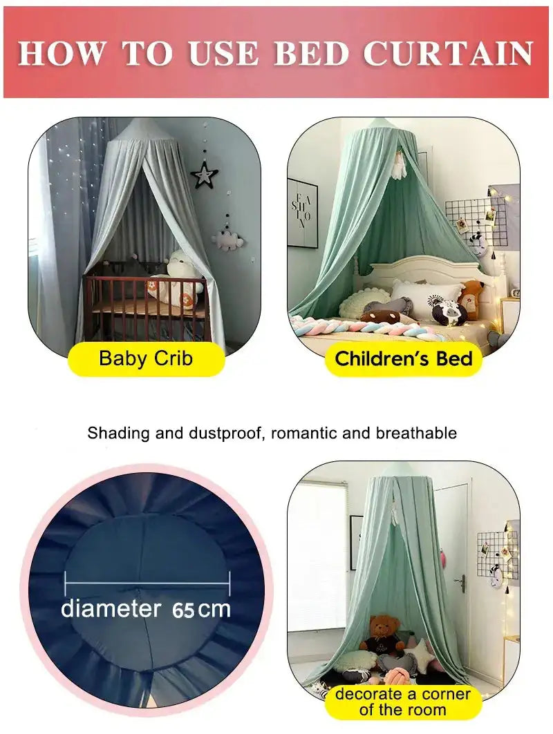 Kids Mosquito Net Baby Crib Curtain Hanging Tent Bed Decor Girl Princess Hanging Bed Canopy Living Corner Play Reading NookDecor - Lootquake