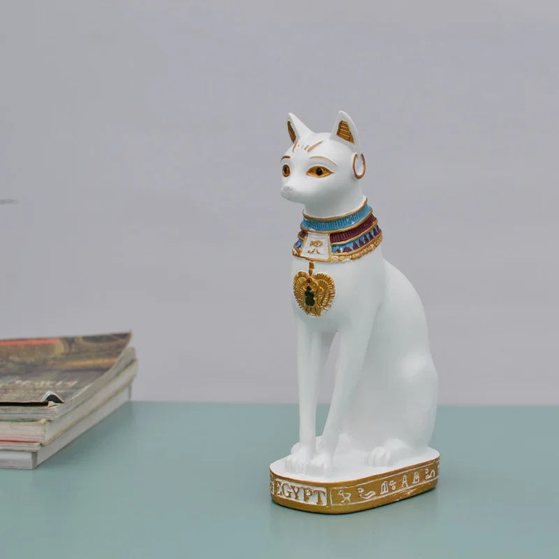 Preciosa estatua con forma de gato egipcio, estilo retro de dibujos animados, para decoración de escritorio de coche, miniaturas, animales, manualidades para el hogar, adorno.