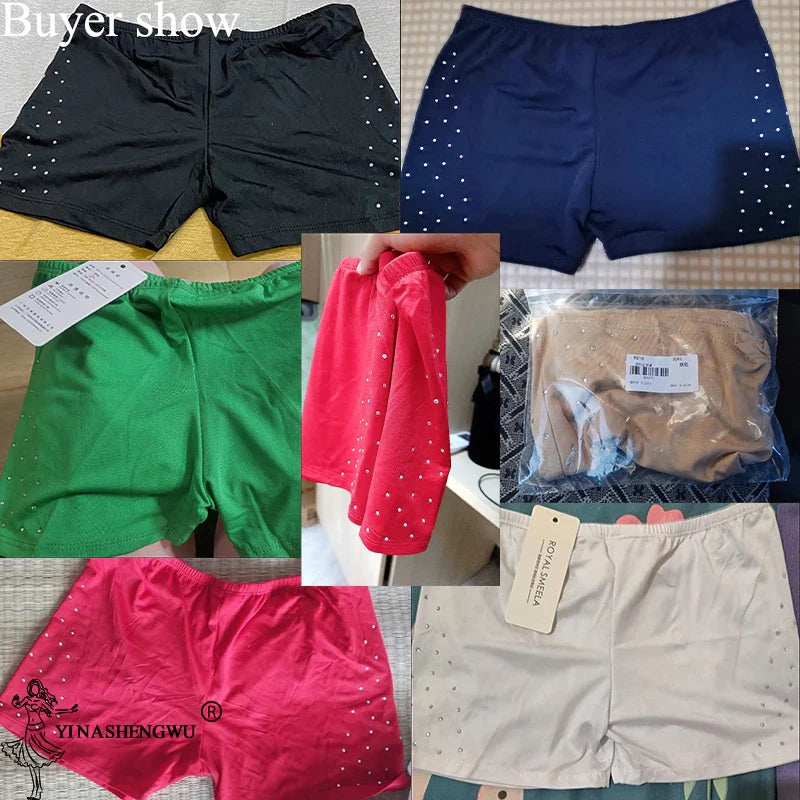 Belly Dance Safety Shorts Women's Belly Dance Clothes Leggings Tight-fitting Stretch Safety Pants with Diamonds Short Pants