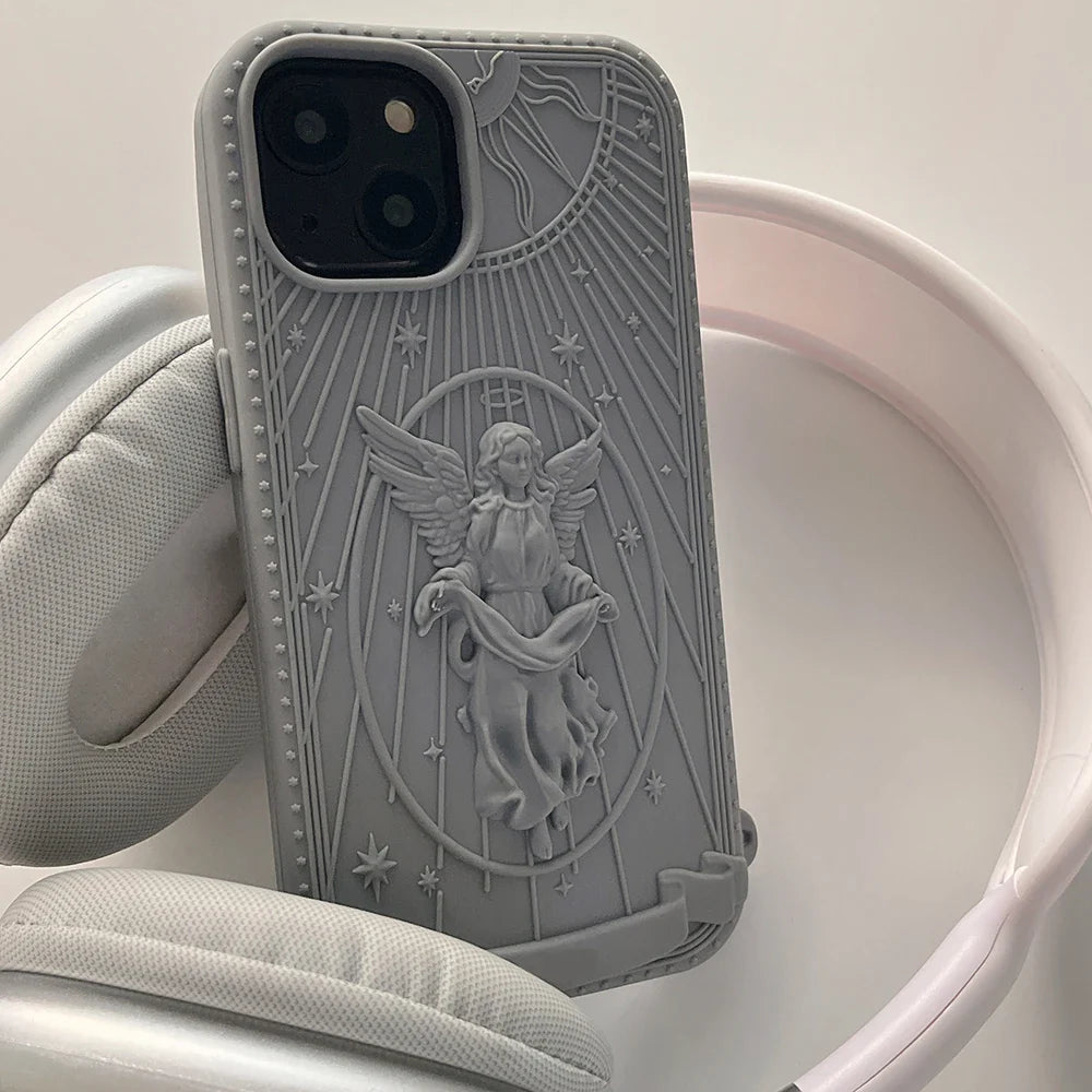 Nueva funda de silicona para teléfono con diseño de ángel de arte clásico.