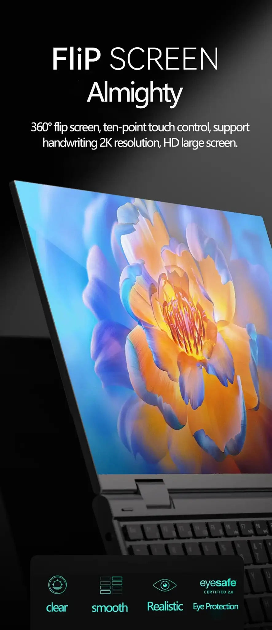 2 in 1 Touch Screen 10.95 Inch 360° Flip Laptop Intel N95 Win 11 Pro 16GB DDR5 2TB SSD Metal for Office Gaming Mini Notebook PC - Lootquake