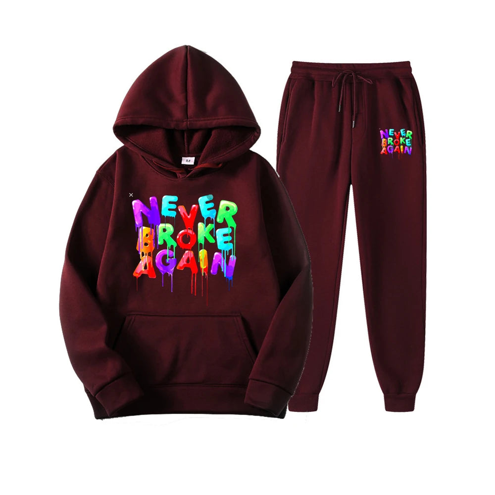 Youngboy Never Broke Again Hoodes 2PCS Sets Tracksuit Fashion Hip Hop Suit Sweatpants Men Women Hooded Sweatshirts Sport Pant - Lootquake