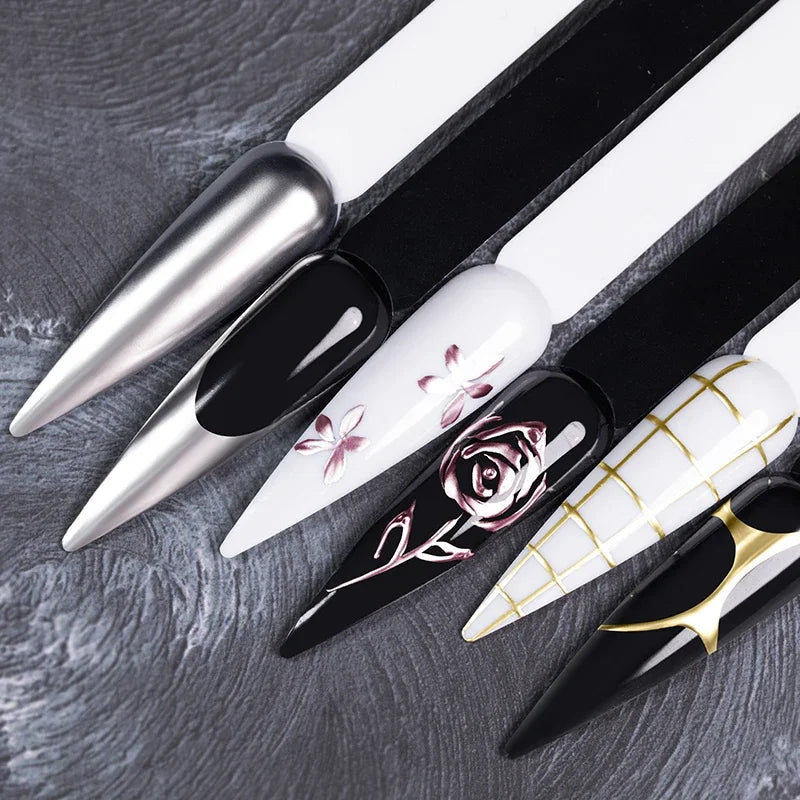 Esmalte de uñas en gel semipermanente, efecto espejo metálico, cromado, superbrillante, francés, UV LED, 5 ml, dorado y plateado.