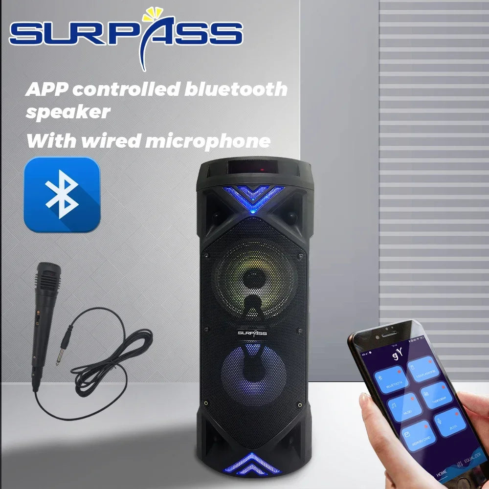 Enceinte sans fil de grande taille, portable, puissante, barre de son stéréo, caisson de basses, haut-parleurs à basses puissantes, caisson de basses, micro, radio FM, compatible Bluetooth.