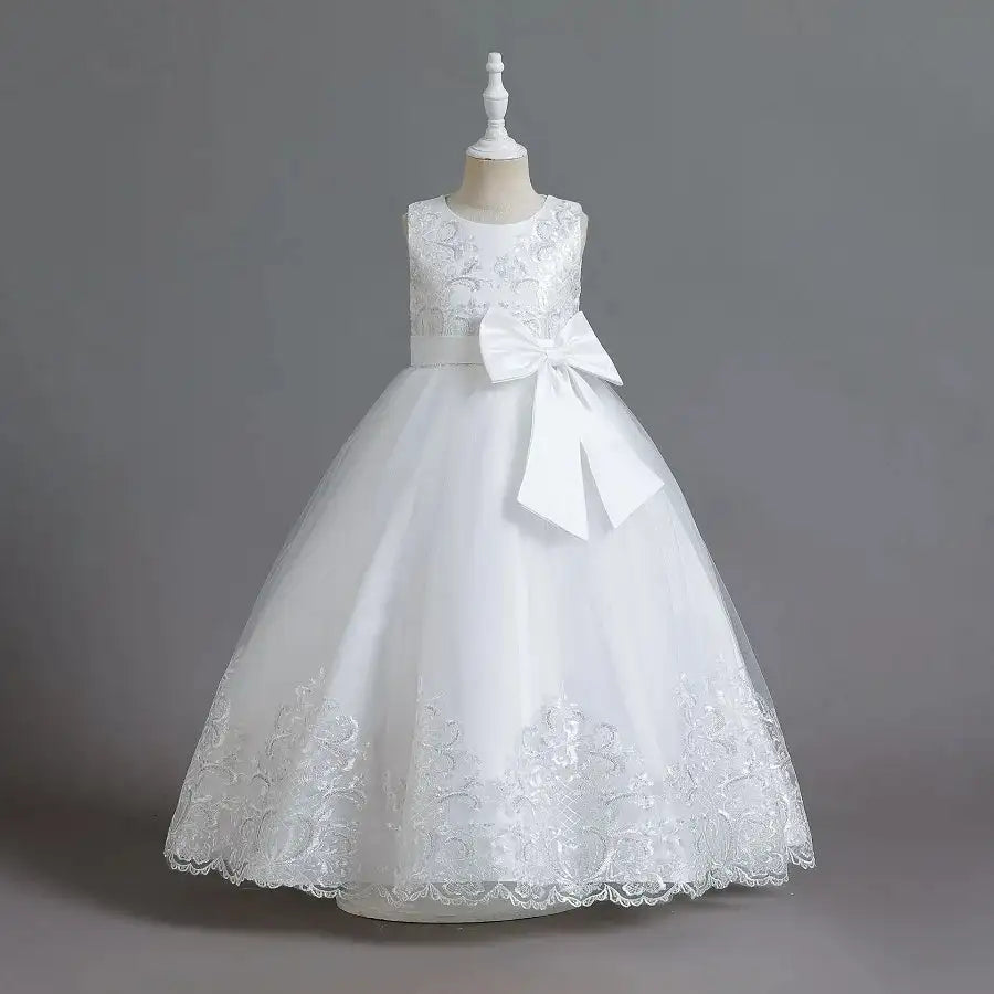 New Christmas Party Princess long dress children's dress children's gauze lace birthday party dinner ball big butterfly dress - Lootquake