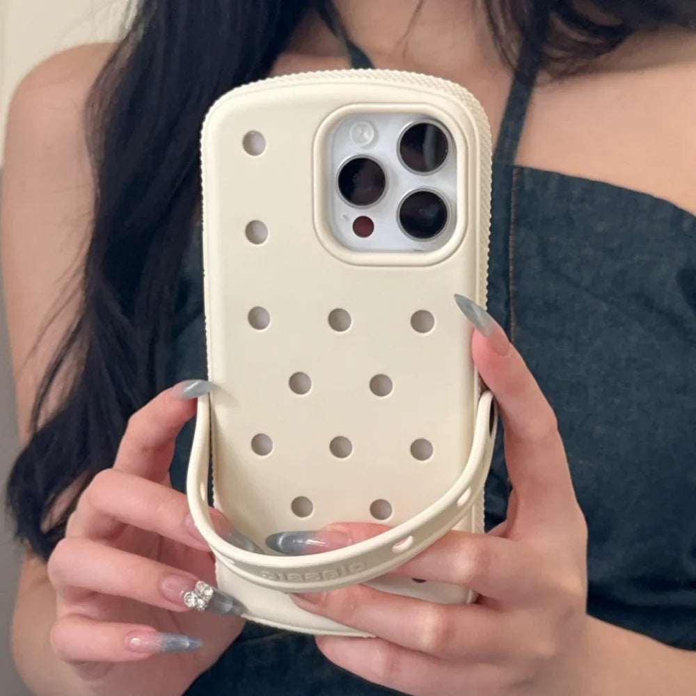 Creative Slipperas Diy For Crocs Charms Silicone Case Breathable, Shockproof , Soft Cover For iPhone