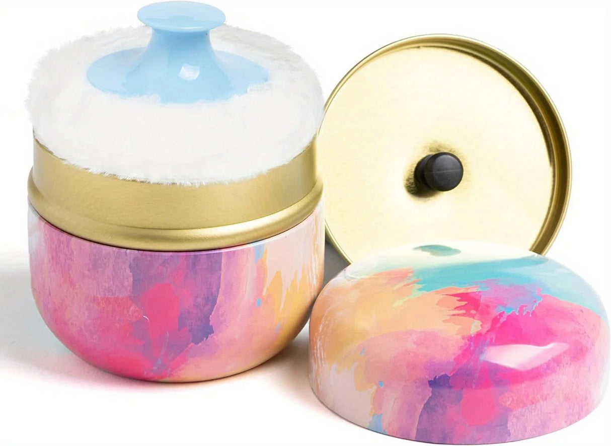 Powder Puff and Powder Container for Body Dusting Powder Case with Puff fo Women Loose Powder Containers with Puff for Travel
