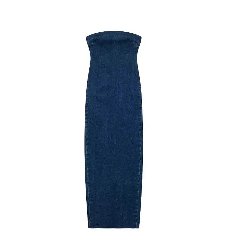 TRAF Off Shoulder Denim Dress Woman Blue Corset Long Dress Women Midi Bodycon Dresses For Women 2023 Elegant Party Dresses - Lootquake