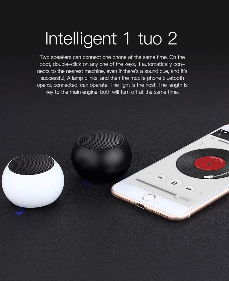 Enceintes Bluetooth sans fil TWS mains libres, haut-parleur portable pour téléphone portable, petit caisson de basses, boîte de son, mini boîte de son en métal