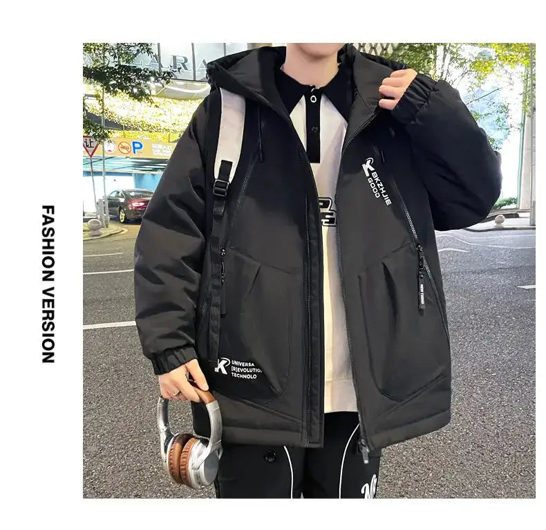 2023 Winter Thicken Fleece Hooded Jackets Mens Waterproof Warm Coats Windbreaker Outwear Males Outdoor - Lootquake