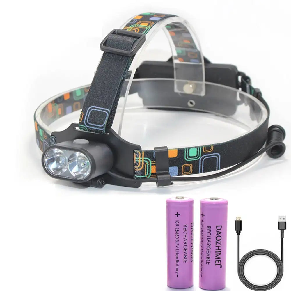 8000 lumen T6 Led lighting 2*T6 USB Hunting Headlamp Fishing Head light headlight Bike lights 3 Modes LED Headlight - Lootquake